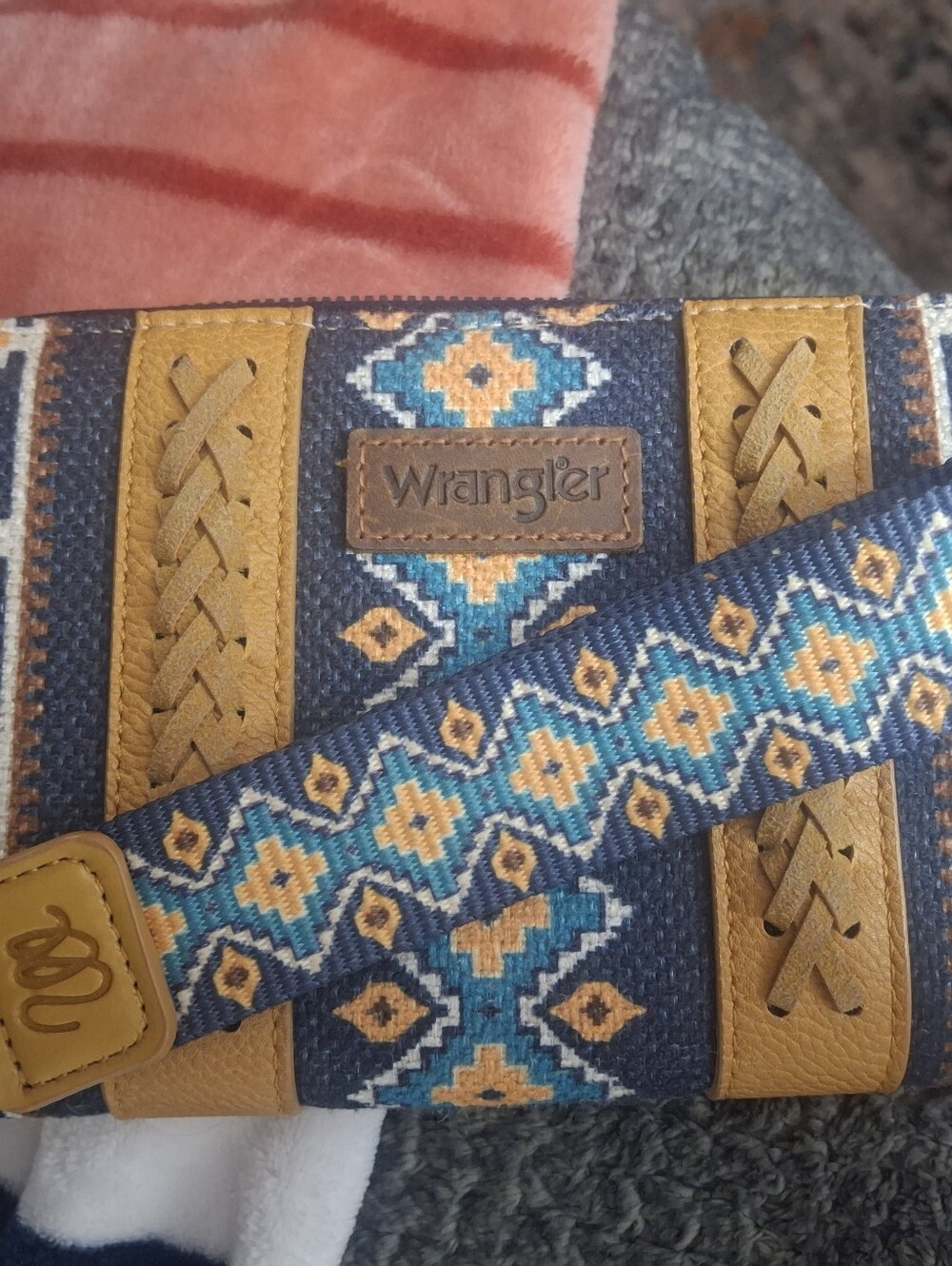 Wrangler Blue & Mustard Woven Wristlet